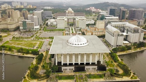 Aerial View of Putrajaya's Modern Government Complex and Surrounding Cityscape