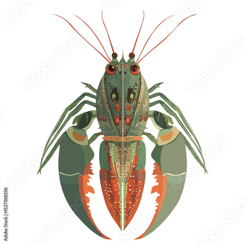 Lobster Close Up illustration vector 2D flat, isolated on a white background.