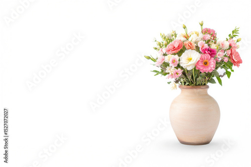 Wallpaper Mural Vintage ceramic vase with bouquet of blooming flowers isolated on white background, rustic floral composition, retro home decor concept, soft lighting, full focus Torontodigital.ca