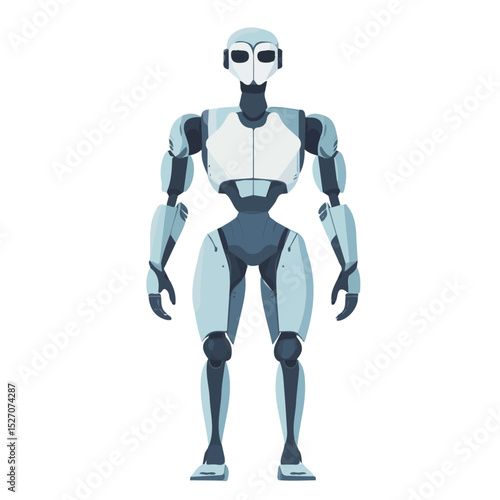 Humanoid Robot 2D flat vector illustration, isolated on a white background.