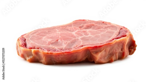Fresh Raw Pork Steak Isolated on White Background, Close-Up View