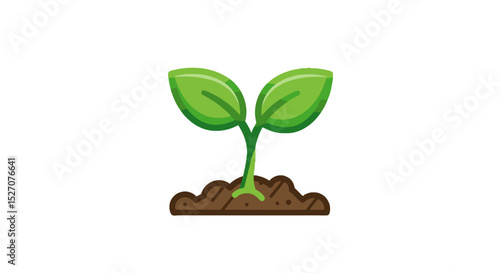 Green seedling emerging from soil in a simple graphic design  