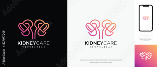 Kidney love logo design. Kidney internal organ logo design vector icon