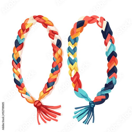 Friendship Bracelets vector 2D flat illustration, isolated on a white background.