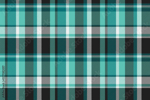 Pillow vector texture plaid, event seamless pattern fabric. Continuity check background tartan textile in black and teal colors.