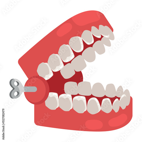 Chattering Teeth Toy Vector Illustration: Classic Novelty Item for Jokes and Gags