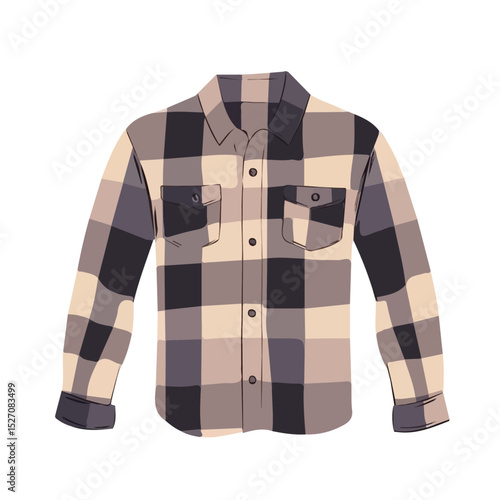 Flannel Shirt vector 2D flat illustration, isolated on a white background.
