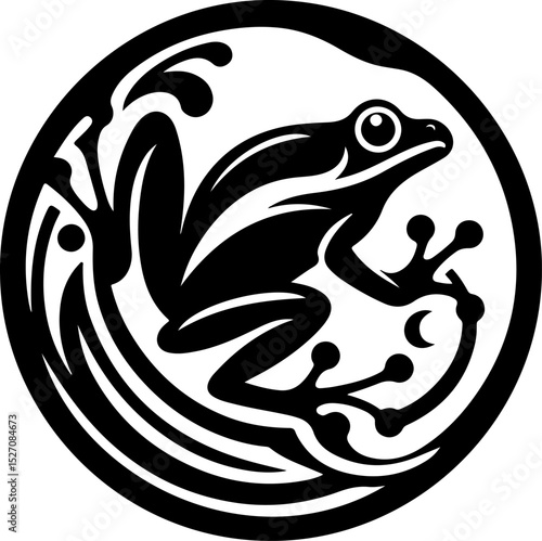 sketch vector illustration silhouette icon logo symbol mascot animal frog as rain caller classic vintage abstract modern style
