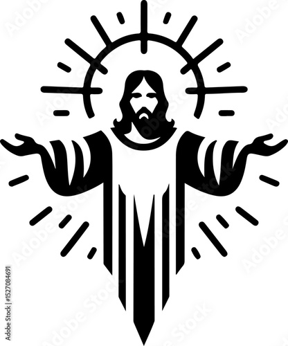 sketch vector illustration silhouette design icon logo symbol classic vintage savior descends to save mankind