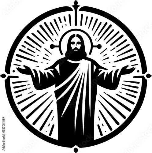sketch vector illustration silhouette design icon logo symbol classic vintage savior descends to save mankind