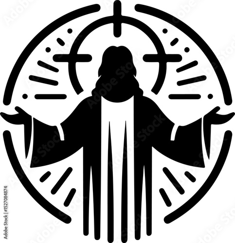 sketch vector illustration silhouette design icon logo symbol classic vintage savior descends to save mankind