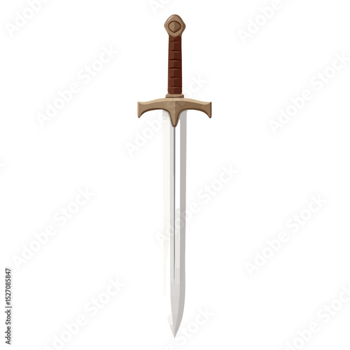 Excalibur Sword illustration vector 2D flat, isolated on a white background.