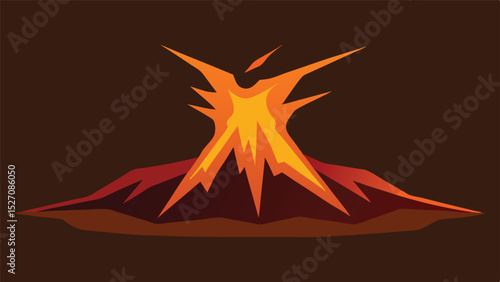 Dynamic silhouette of a lava burst eruption with fiery glowing edge detail illustration