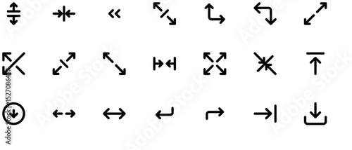 Simple black vector arrows on white background, clean SVG file in Adobe Illustrator style, no text or extra elements beyond borders