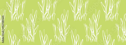 Simple, elegant pattern of stylized grass on a soft green background. Perfect for textile design, wallpaper, website backgrounds, or packaging.  Evokes feelings of freshness, growth, and nature.