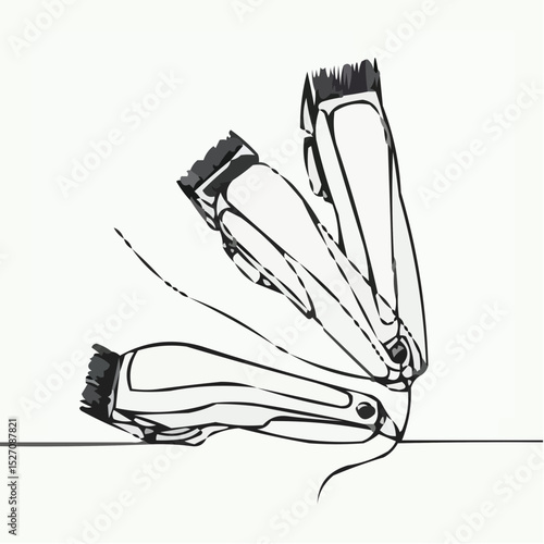 Hairdressing tools icon of three hair clippers in a minimal style  