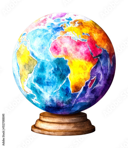Exploring the world through a colorful globe education art creative environment aerial view isolated on transparent background