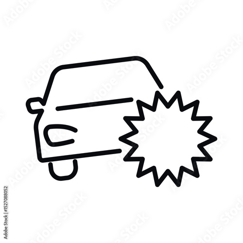 Car crash. Car accident vector line icon