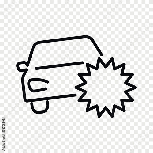 Car crash. Car accident vector line icon