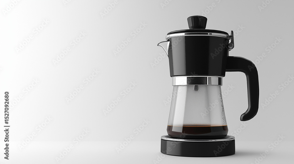 A modern coffee maker with a sleek design, showcased on a clean white background.
A modern coffee maker with a sleek design, showcased on a clean white background.