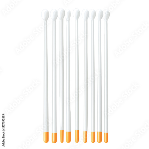 Cotton Swabs vector 2D flat illustration, isolated on a white background.