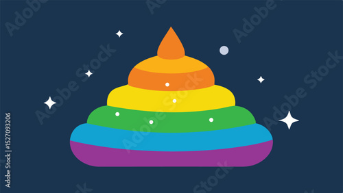Rainbow poop icon with transparent background and starry background graphic design