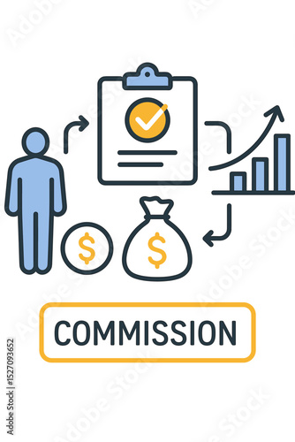 Commission based payment vector icon. Sales performance bonus and employee incentive program. Financial growth and success concept. Fair compensation and earnings diagram.
