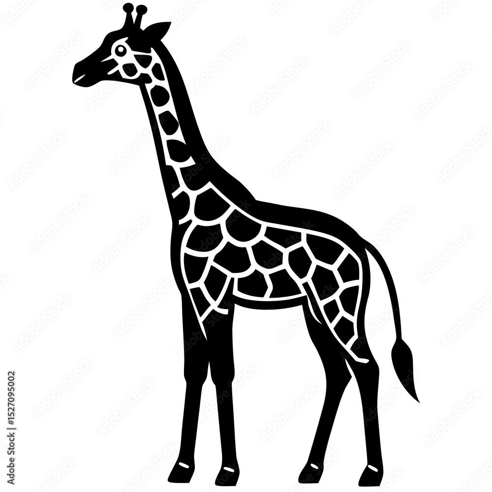 Elegant black silhouette of a giraffe Elegant black silhouette of a giraffe