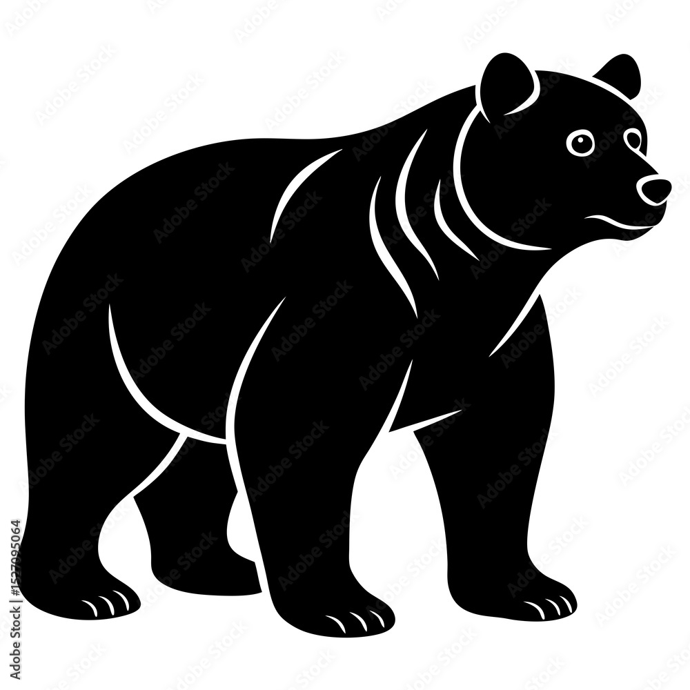 Majestic black bear silhouette standing strong Majestic black bear silhouette standing strong