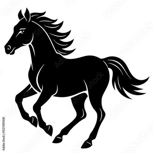 Majestic black stallion running wild free spirit