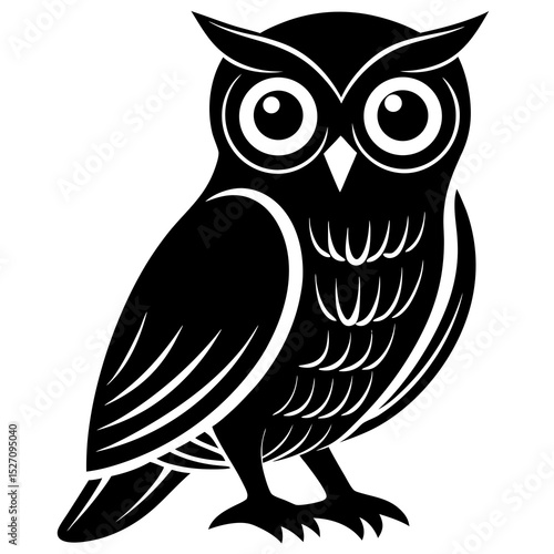 Majestic black and white owl silhouette illustration