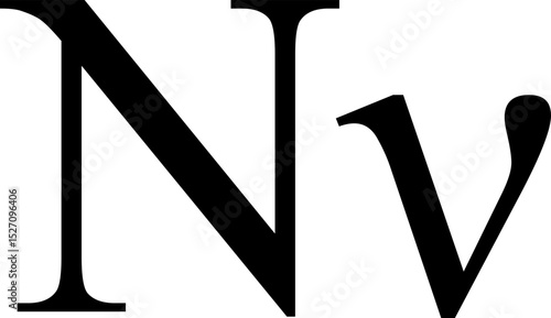 Crisp black and white vector of the Greek letter Nu (uppercase and lowercase). Ideal for educational, scientific, and mathematical designs, representing the thirteenth letter of the Greek alphabet