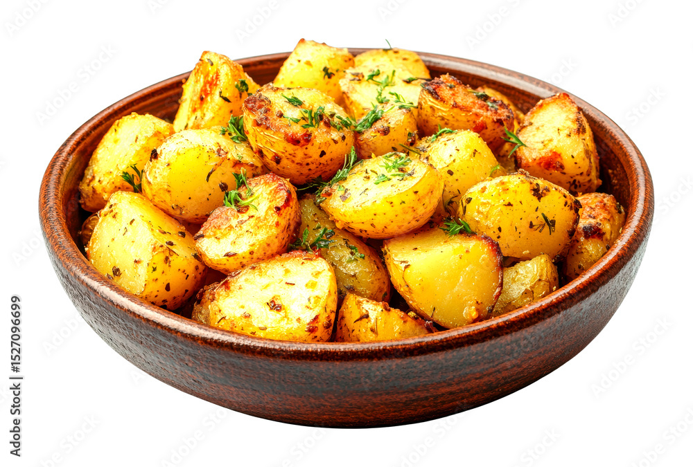 Sizzling roasted potatoes recipe home kitchen food dish warm setting close-up deliciousness isolated on transparent background Sizzling roasted potatoes recipe home kitchen food dish warm setting close-up deliciousness isolated on transparent background