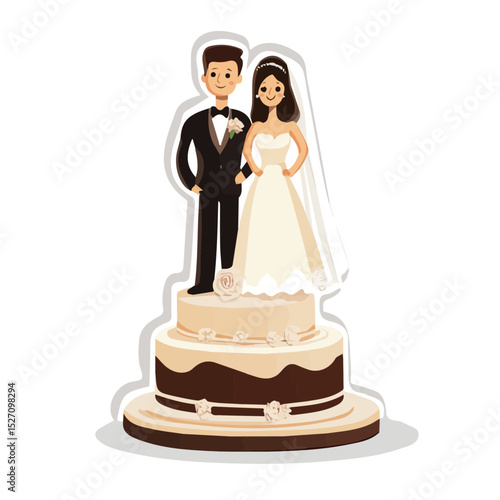 2D flat Cake Topper vector illustration, isolated on a white background.
