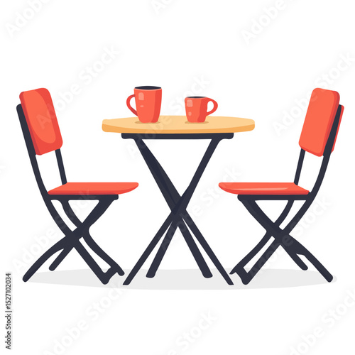 2D flat Bistro Set illustration vector, isolated on a white background.