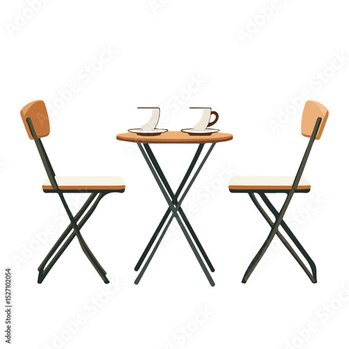 Bistro Set 2D flat vector illustration, isolated on a white background.