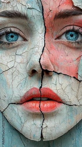 Textured Handmade Collage Using Torn Painted Paper Fabric Overlays and Distressed Background Effects for Conceptual Artwork