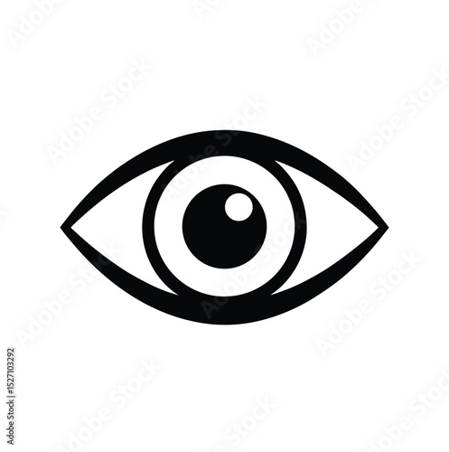 human eye icon silhouette on white background, eye symbol, vision icon