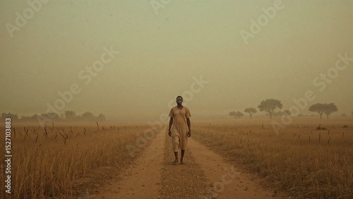 Wallpaper Mural walking man, created by AI Torontodigital.ca