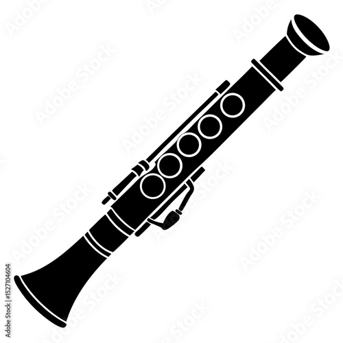 Black and white silhouette of a clarinet