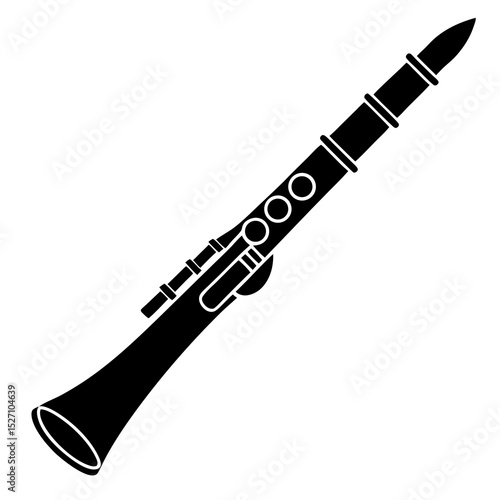 Black and white silhouette of a clarinet