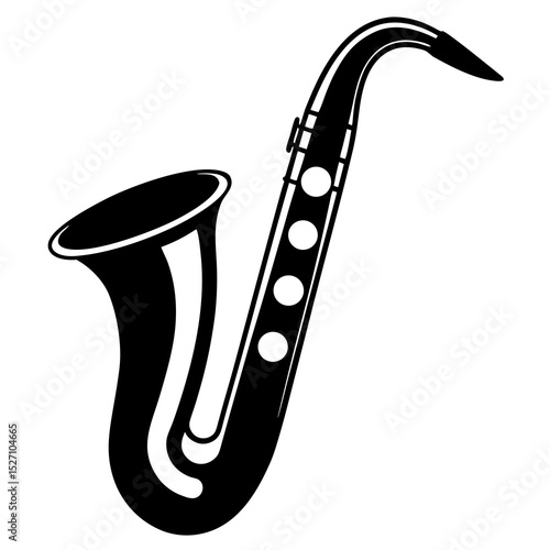 Black and white saxophone illustration