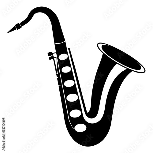 Black and white saxophone illustration