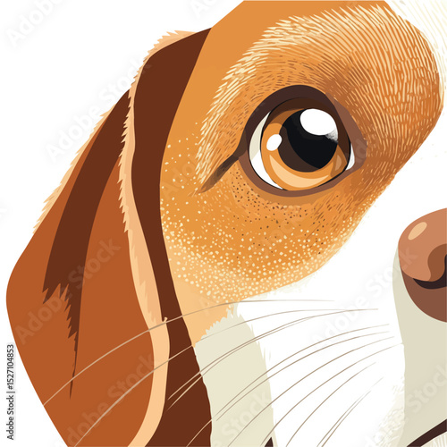 Beagle Close Up 2D flat vector illustration, isolated on a white background.