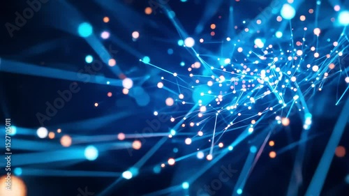 Abstract Network Connections Blue Digital Stream of Data and Light