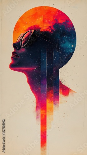 Vibrant Hipster Person Poster Made In Collage Art Style With Cut Out Colorful Layers Generative Concept Illustration Lifestyle Trend Background Imagination Artwork Design Fun