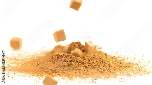 Golden Cubes Falling into Powder A Textural Delight