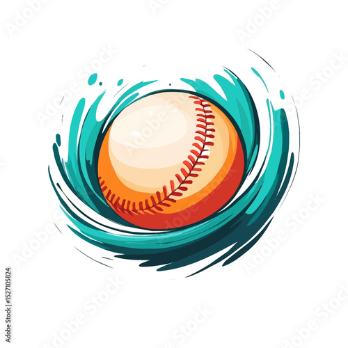 Baseball illustration vector 2D flat, isolated on a white background.