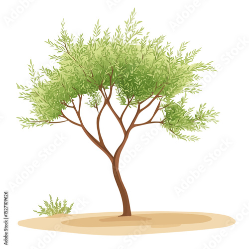 2D flat A Tamarisk Tree vector illustration, isolated on a white background.