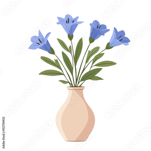 2D flat vector illustration of A Prairie Gentian In A Vase, isolated on a white background.